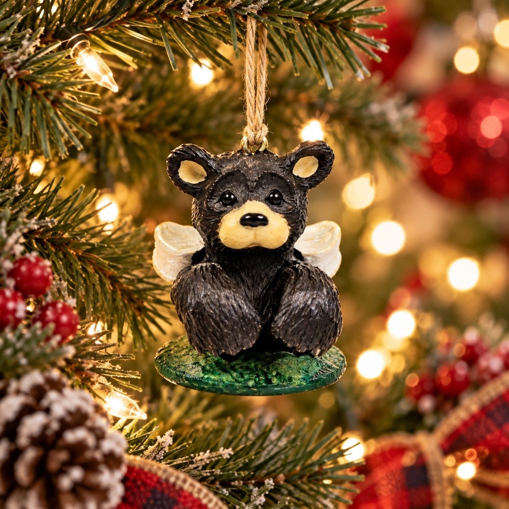 Kurt S Adler, KSA, Black Bear, Marshmallow, Camping, Christmas, Ornament.